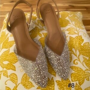 a new day Silver Crystal Pointed Slingback Flats